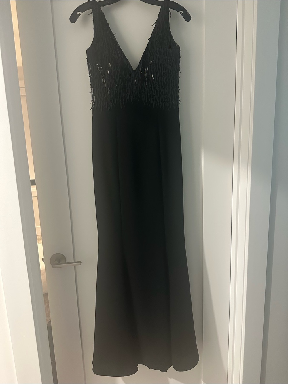 Black V-Neck Fringe Maxi Dress